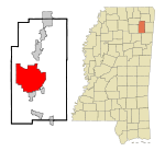 Lee County Mississippi Incorporated and Unincorporated areas Tupelo Highlighted